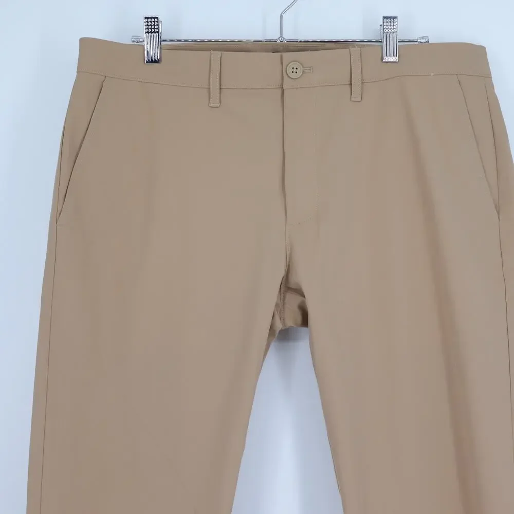 J. CREW Slim Fit Tech Chino Pants Dark Khaki Flex Zip Fly Mid Rise Men's 33X32